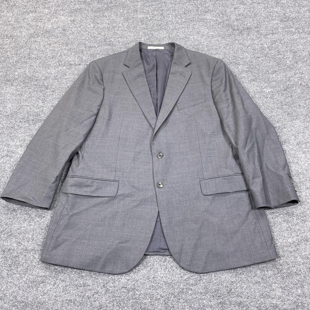 Joseph Abboud Suit Jacket Mens 44R Gray Wool Super 110s Two Button Made USA